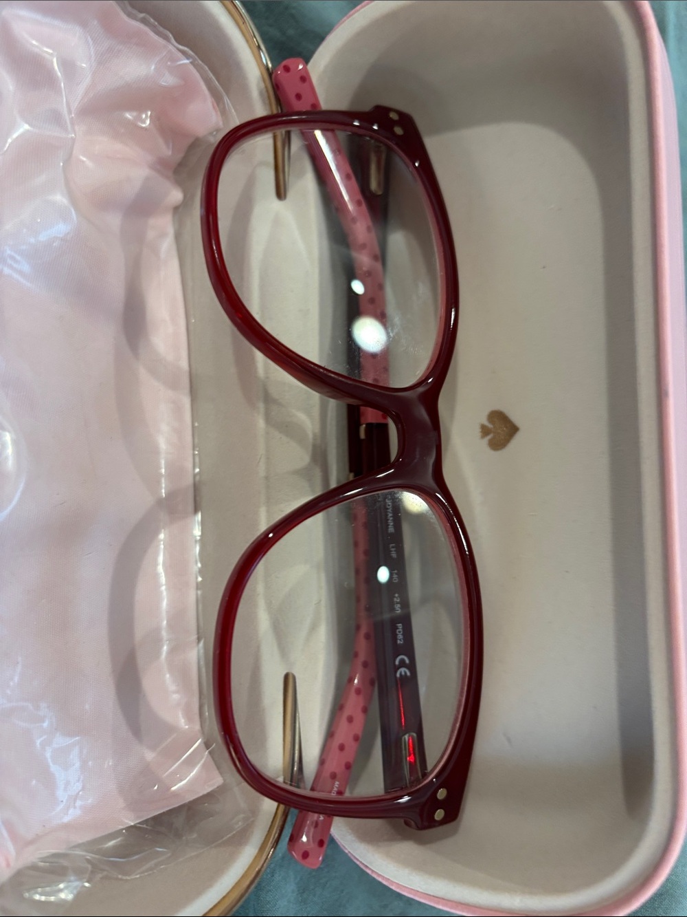 Kate Spade  Red Cat-Eye Reading Glasses with Polka Dot Temples 2.5